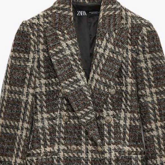 Zara Brown Plaid Coat - Picture 5 of 14